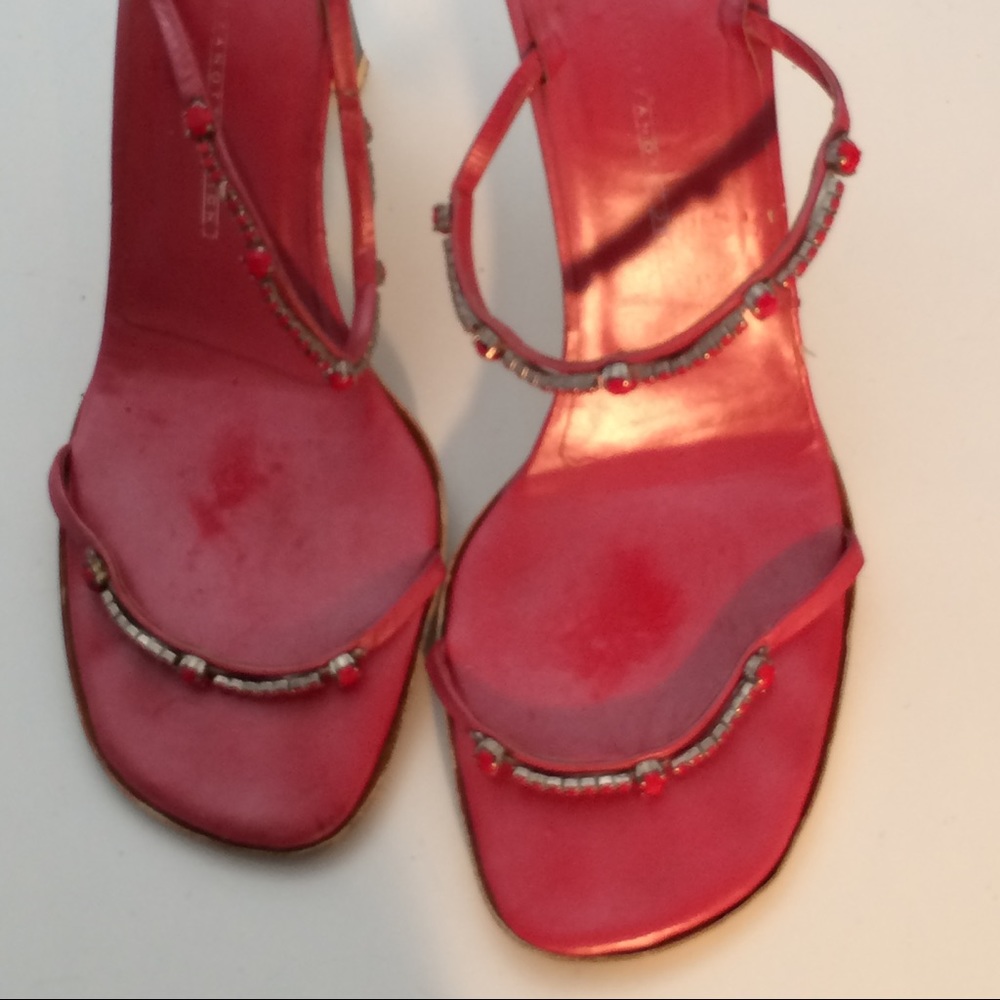 Sergio Rossi Red jeweled Mules Heels